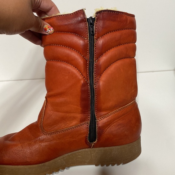 Vintage Hush Puppies Women’s Rust Leather Insulated Zip Up Winter Boots - Picture 10 of 12